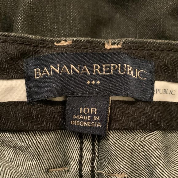 Banana Republic Wide At Waist Adjustable Pocket Button Zip Women 10 R Black - Picture 7 of 9